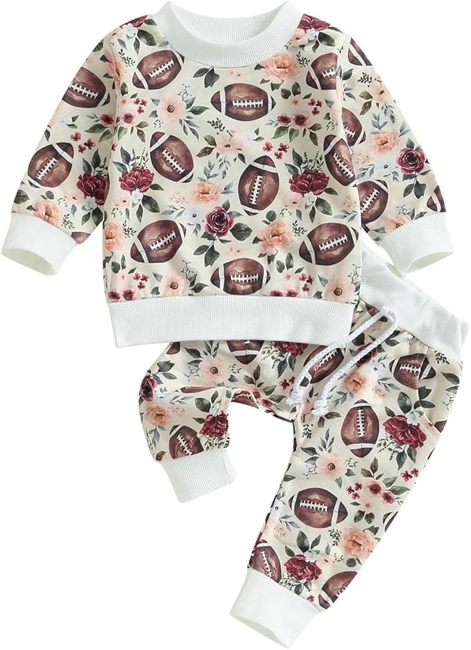 Kislio Infant Toddler Baby Boy Clothes Set Game Day Football Long Sleeve Pullover Sweatshirt Pant... | Amazon (US)
