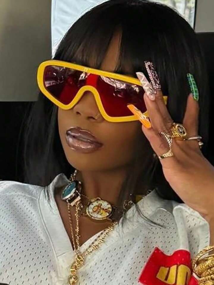 1pc Rice Nail Connected Small Frame Women's Fashionable Glasses, Exquisite And Elegant, Suitable ... | SHEIN