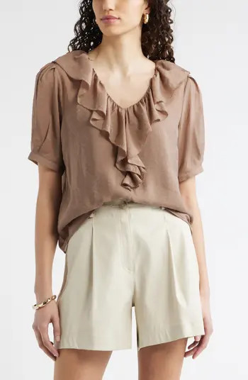 Nordstrom Ruffle Crinkle Semisheer Top | Nordstrom | Nordstrom