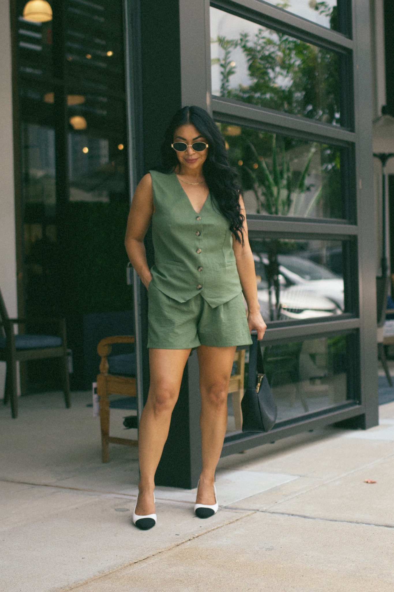Is that a leaf on the ground? 🍂👀 fall weather must be near! Okay maybe not quite yet but if you’re dreaming about Fall already, grab yourself a pumpkin cold brew and this olive color vest set! A perfect transition into PRE fall! 

#LTKOver40 #LTKFindsUnder50 #LTKNYFW