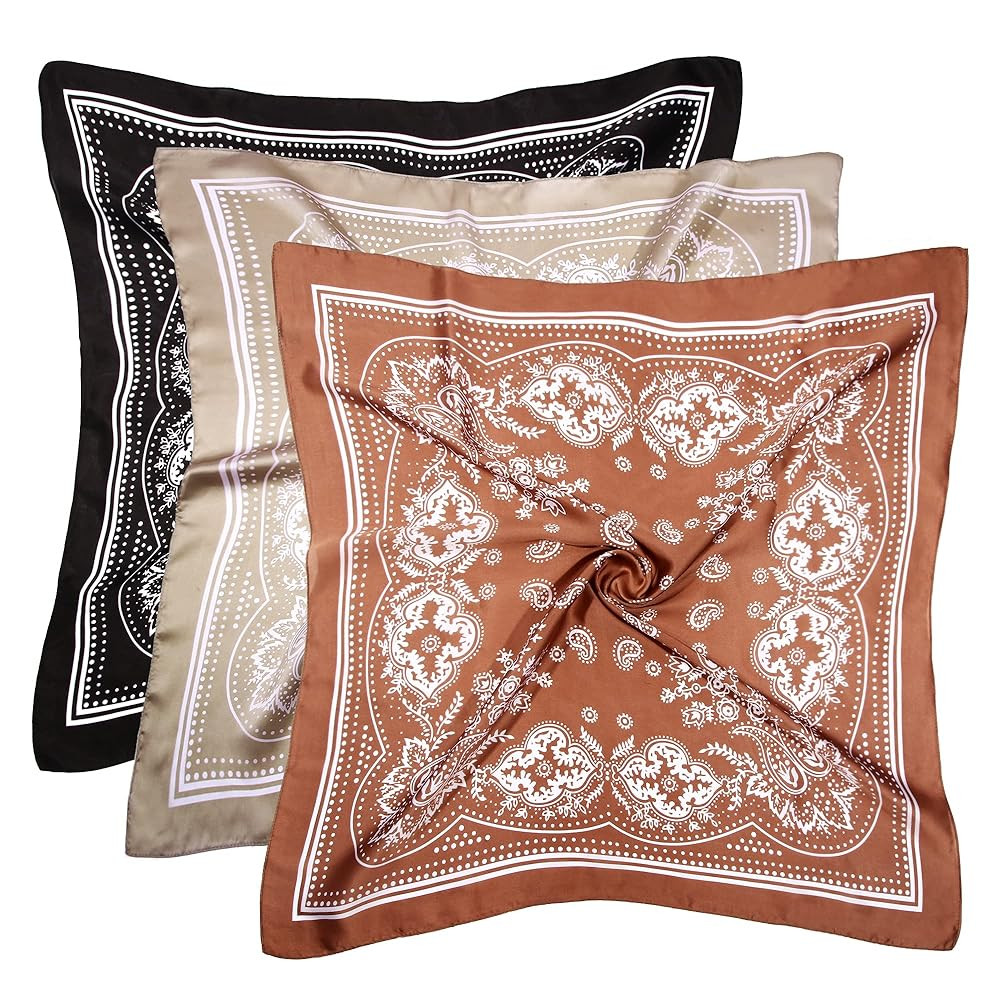3 Pcs 27.5 Inches Satin Head Scarf Hair Scarf Silk Head Scarf Silk Bandana Silk Hair Wrap Neck Sc... | Amazon (US)
