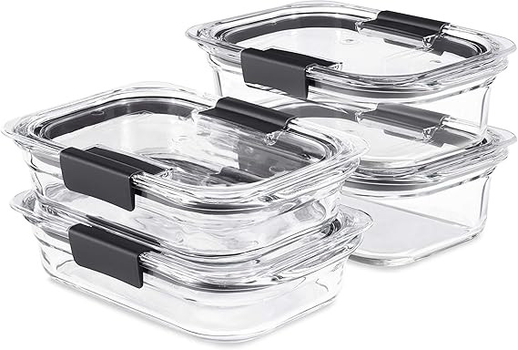 Rubbermaid Brilliance Glass Food Storage set of 4 containers 8 total pieces (4 containers + 4 lid... | Amazon (US)