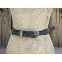 90S Black Leather Western Store Belt | Ranger Grunge Minimal Trouser Unisex L 29.5 To 33 | Etsy (US)