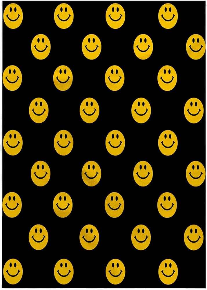 3dRose 22x30 Bath Hand Pool Towel - Yellow Smiling Face Pattern on Black - Cute Smile Happy Smili... | Amazon (US)