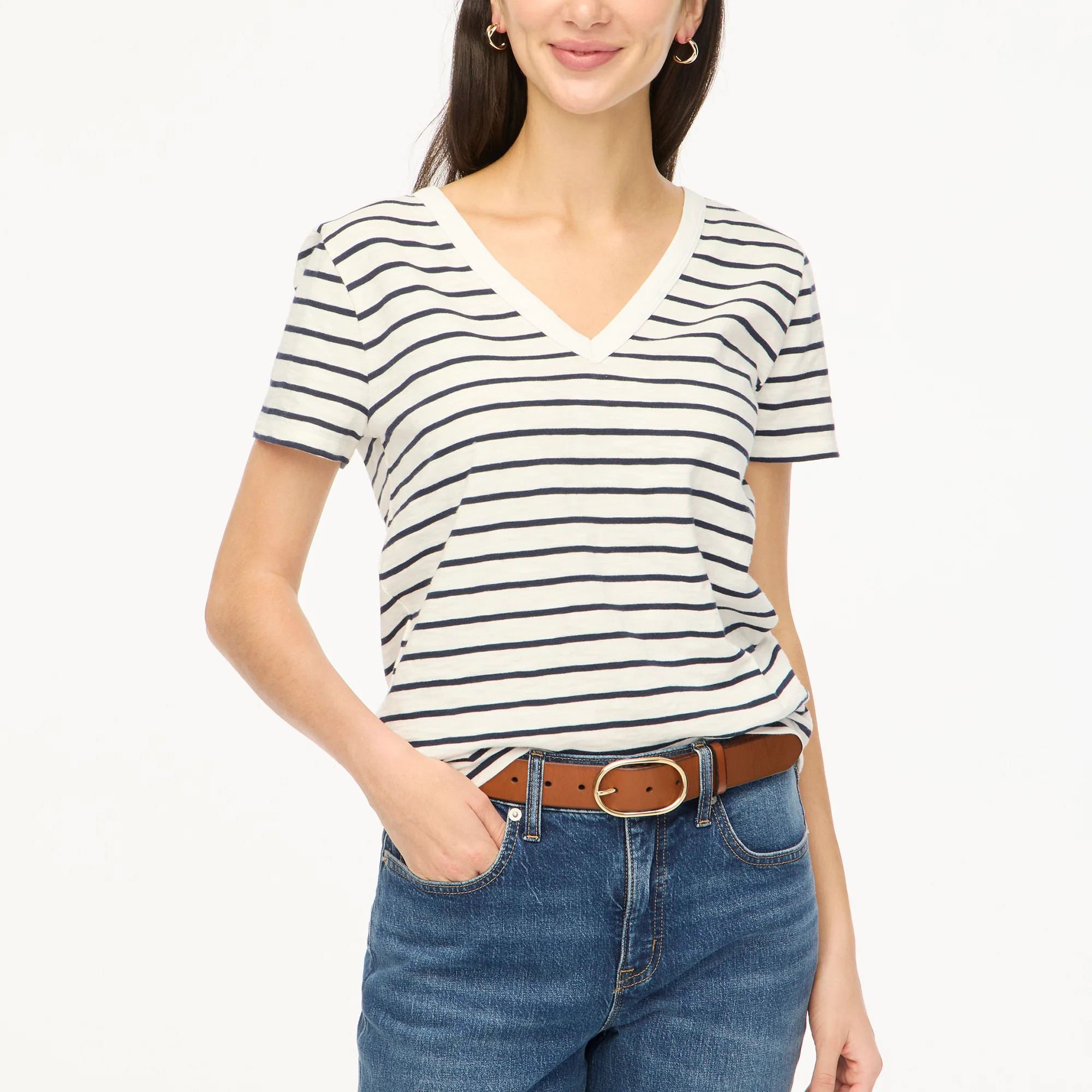 Striped girlfriend V-neck tee | J.Crew Factory