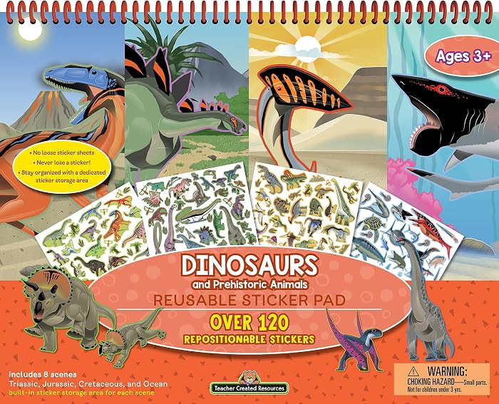 Teacher Created Resources Dinosaurs and Prehistoric Animals Reusable Sticker Pad | Amazon (US)