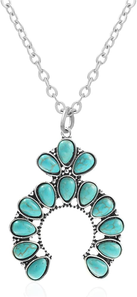 Dreuyet Turquoise Pendant Necklace for Women Natural Turquoise Western Handmade Bohemian Necklace... | Amazon (US)