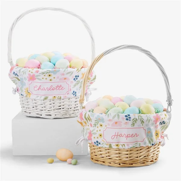 Easter Flowers Personalized Easter Basket - Natural | Personalization Mall