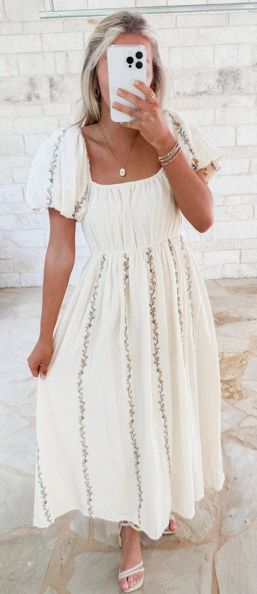 Between The Vines Floral Gauze Midi Dress | CK Squared Boutique
