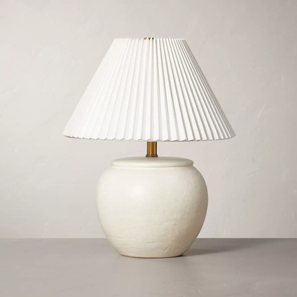 Distressed Ceramic Table Lamp Cream