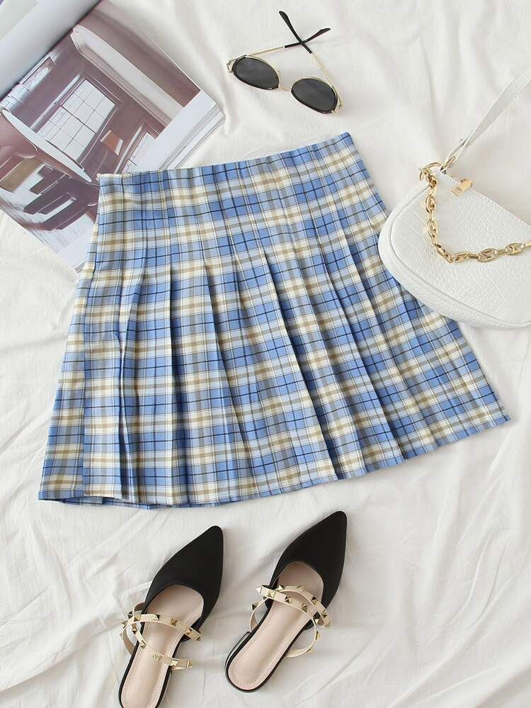 Tartan Mini Pleated Skirt | SHEIN