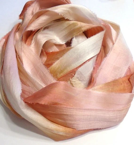 10YD CREME BRULEE Sari Silk Ribbon Bundle//Journal Sari Silk Ribbon Bundles,Sari Tassels,Sari Wal... | Etsy (US)