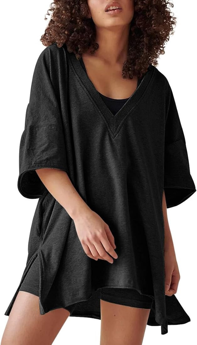 RISTALGIC Women's 2 Piece Outfit Sets Hot Shot Reversible Oversized Shirt Biker Shorts Summer Clo... | Amazon (US)