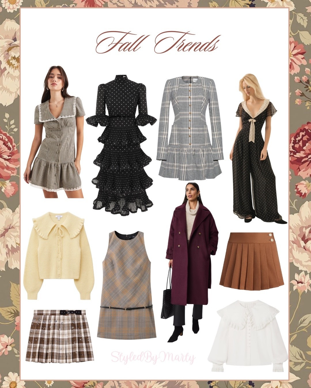 Fall Trends: polka dot, plaid patterns, checked skirt, brown, espresso brown, burgundy coat, Peter Pan collar top



Fall wear, fall dress, fall skirt, mini skirt, sweater, blouse, grey dress, plaid dress, plaid skirt, fall street style, fall preppy, brow dress, brown outfit, out wear, cardigan 

#LTKFindsUnder100 #LTKSeasonal #LTKStyleTip