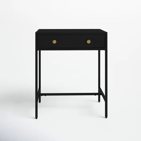 Olveston 24'' Tall 1 - Drawer Iron Nightstand in Black | Wayfair North America