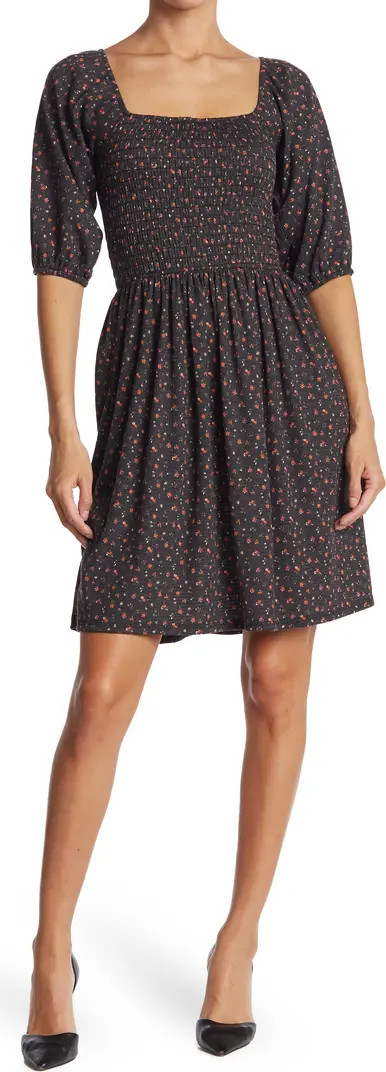 VELVET TORCH Floral Elbow Sleeve Smocked Dress | Nordstromrack | Nordstrom Rack