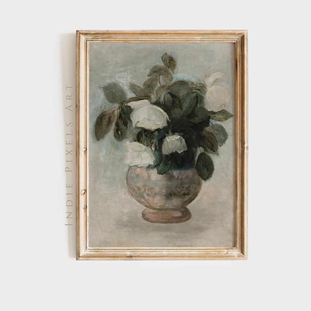 PRINTABLE Neutral Still Life Roses Painting Vintage Flower Still Life Painting French Cottage Neu... | Etsy (US)