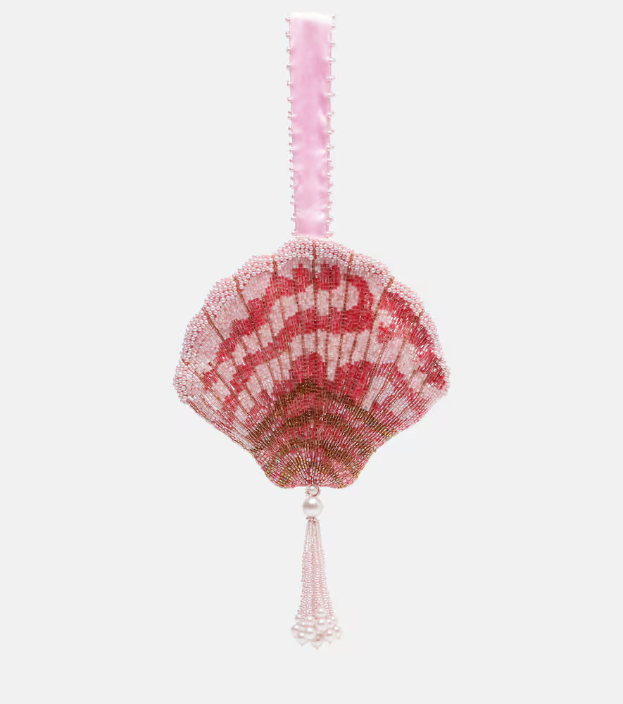 Clio Peppiatt Seashell beaded satin clutch | Mytheresa (US/CA)