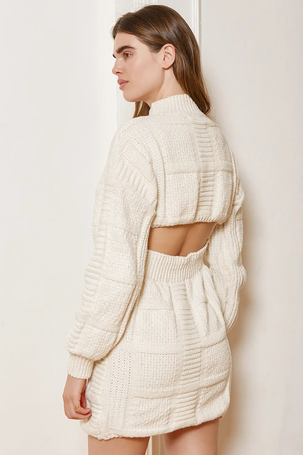 Patchwork It Cream Cable Knit Cutout Sweater Dress | Lulus (US)
