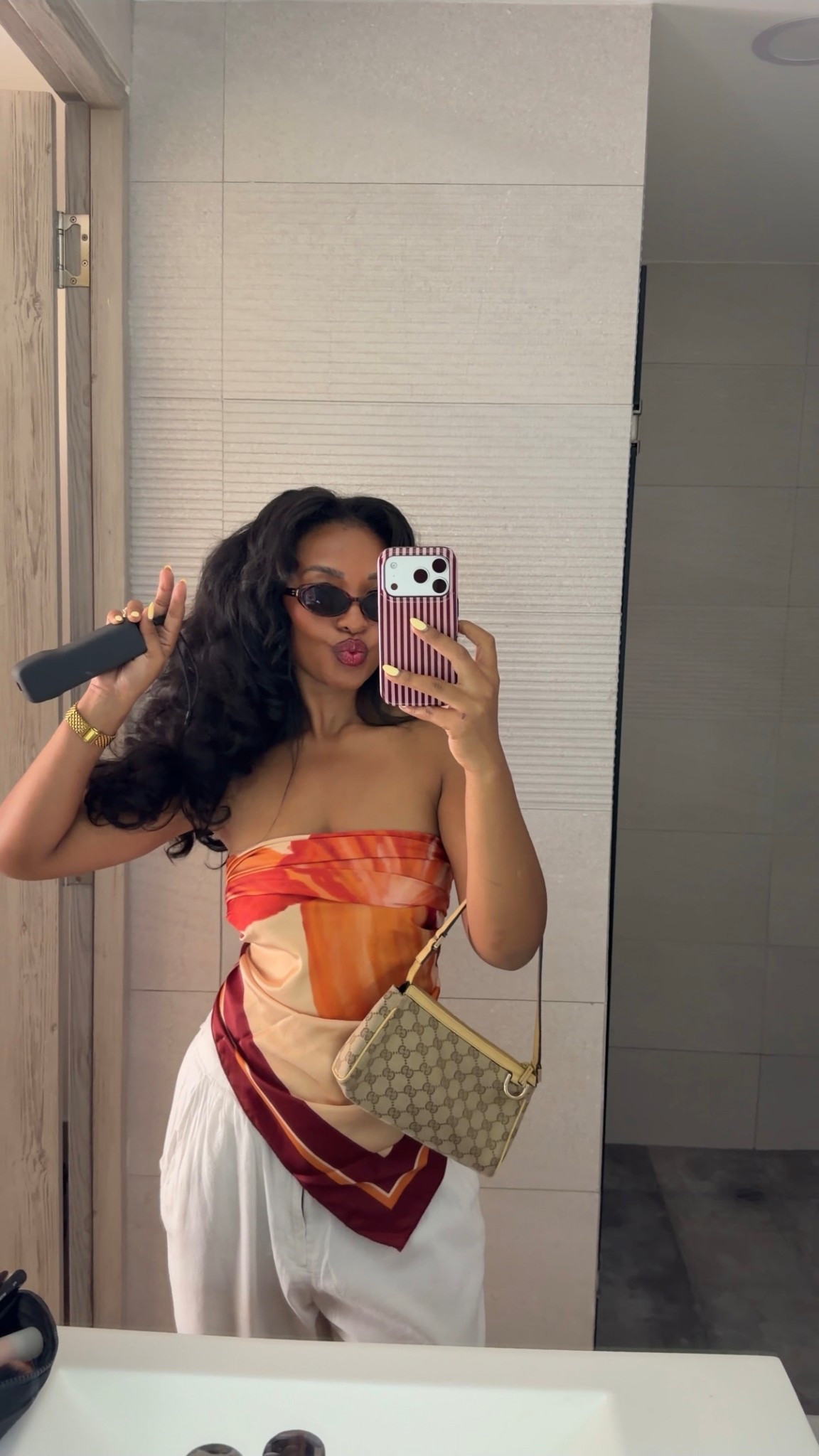 Outfit of the day for our arrival in CDMX 🇲🇽♥️ Silk scarf top from @Revolve White linen pants from DISSH

#LTKTravel #LTKootd