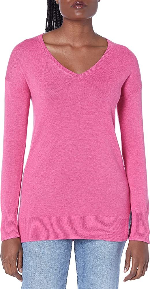 Amazon Essentials Women's Lightweight Long-Sleeve V-Neck Tunic Sweater (Available in Plus Size) | Amazon (US)