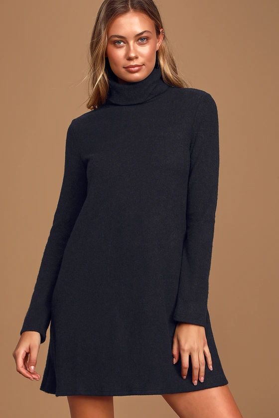 Alaina Black Long Sleeve Turtleneck Sweater Dress | Lulus (US)