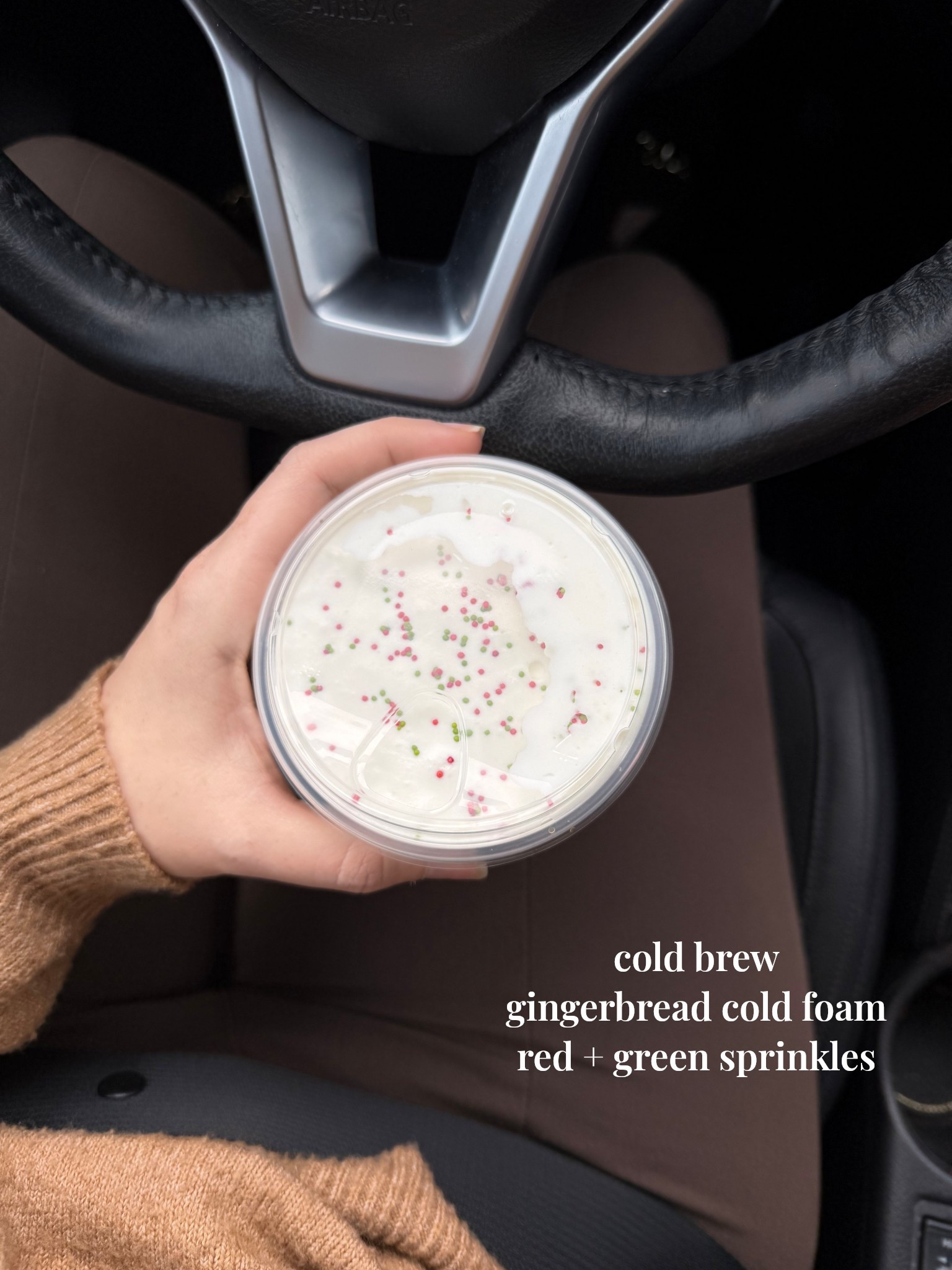 what’s your go-to holiday drink from starbucks? here’s mine! loving the gingerbread cold foam😍

linked my sweater/pants that also happened to match the gingerbread vibes today! 

#LTKSeasonal #LTKootd #LTKdayinmylife