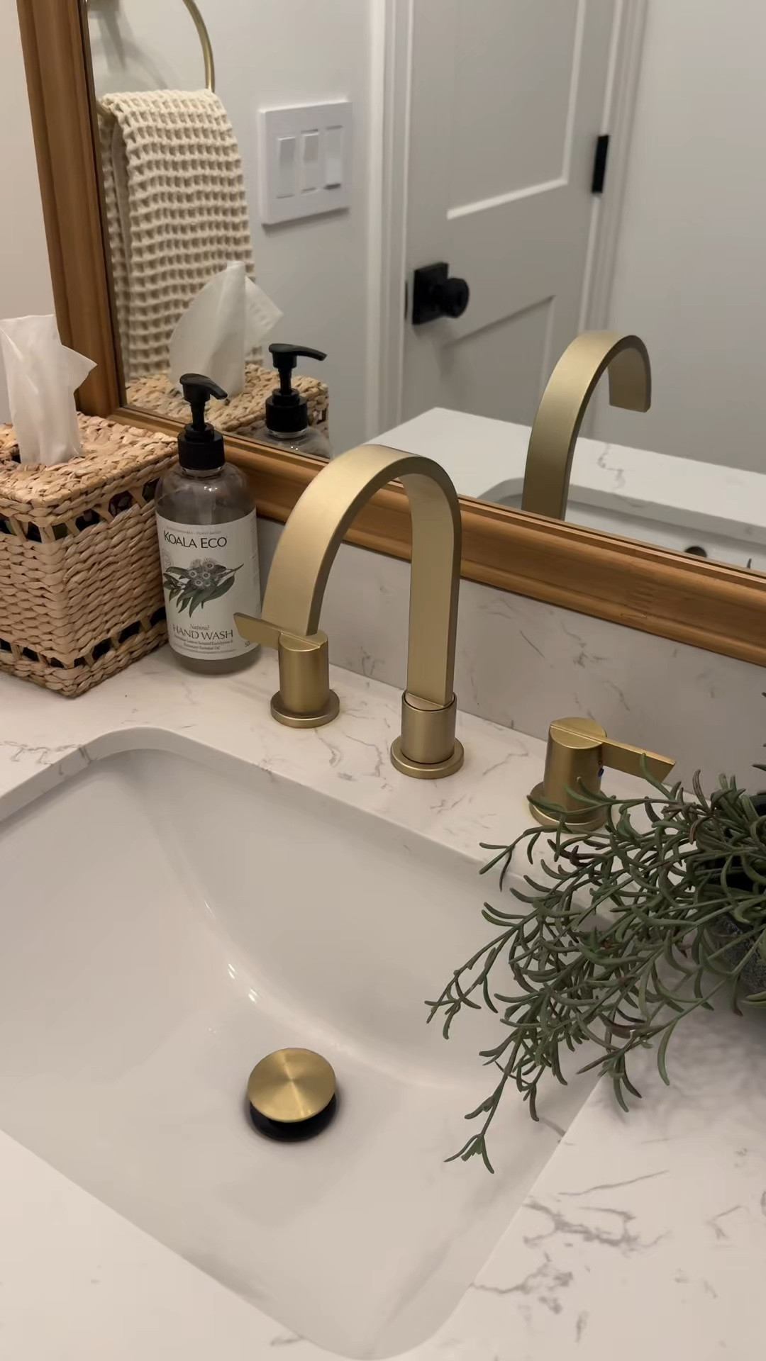Brushed gold faucet with waterfall! I love how elegant this faucet looks in our guest bathroom refresh!

#LTKSaleAlert #LTKHome #LTKOver40