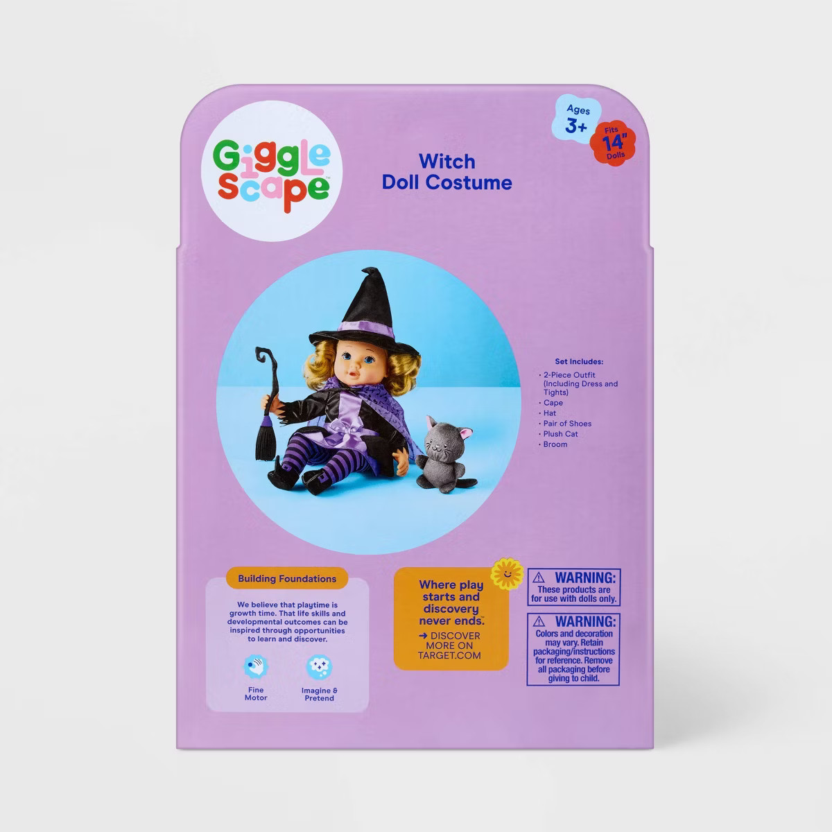 14" Baby Doll Halloween Witch Outfit - Gigglescape™ | Target