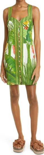 FARM Rio Fresh Forest Scarf Print Linen Sundress | Nordstrom | Nordstrom