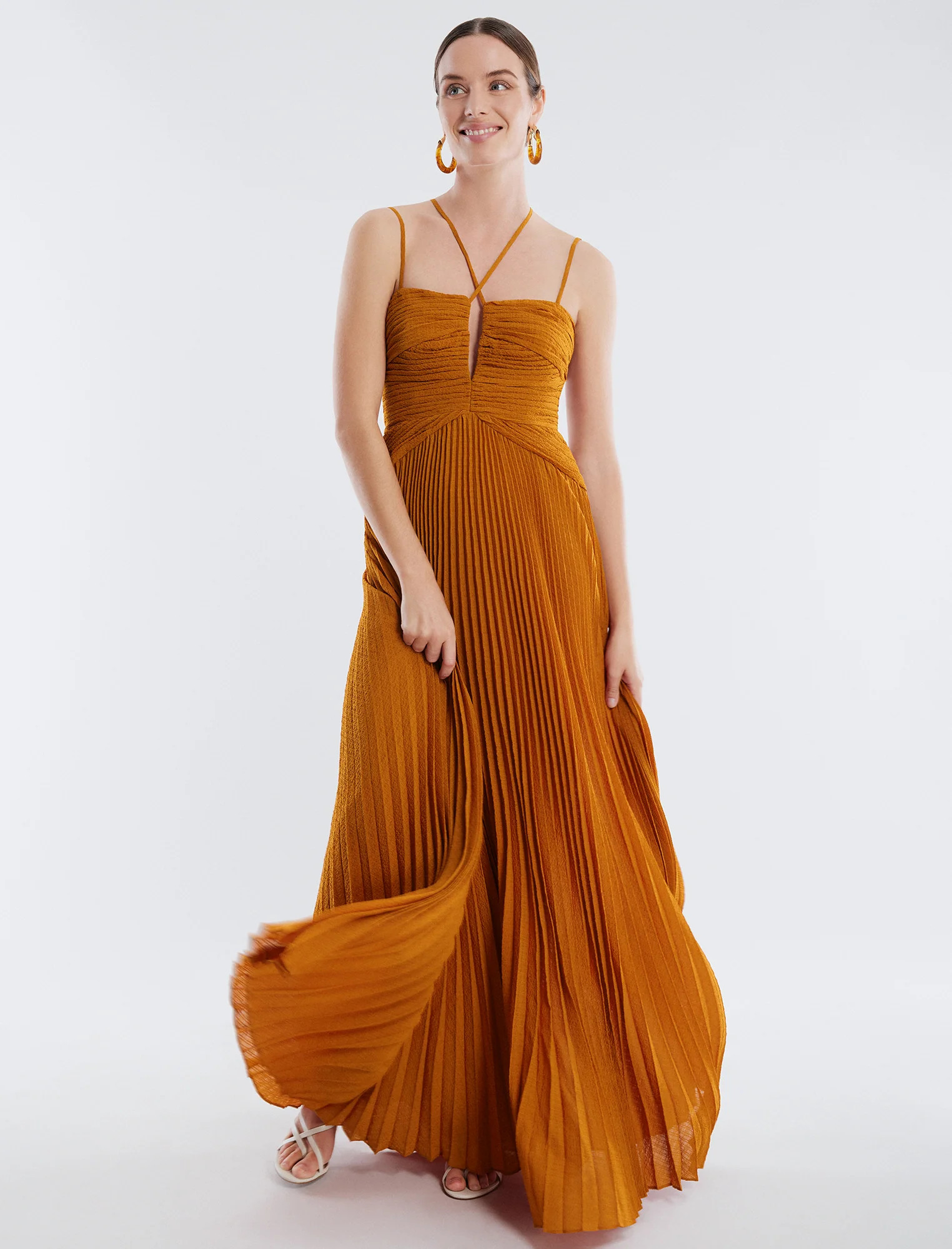 Rust Ziv Chiffon Evening Gown | Dresses | BCBGMAXAZRIA | BCBG Max Azria 