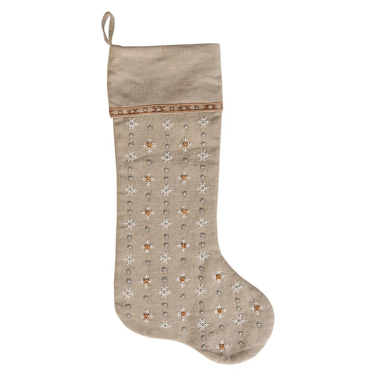 Juliska Heidi Embroidered Stocking - Natural/White/Yellow | Wayfair | Wayfair North America