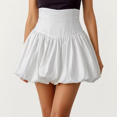 Anna-Kaci Women's High Waist Bubble Mini Skirt with Voluminous Gathered Silhouette and Soft Structured Fabric - Small, White | Target