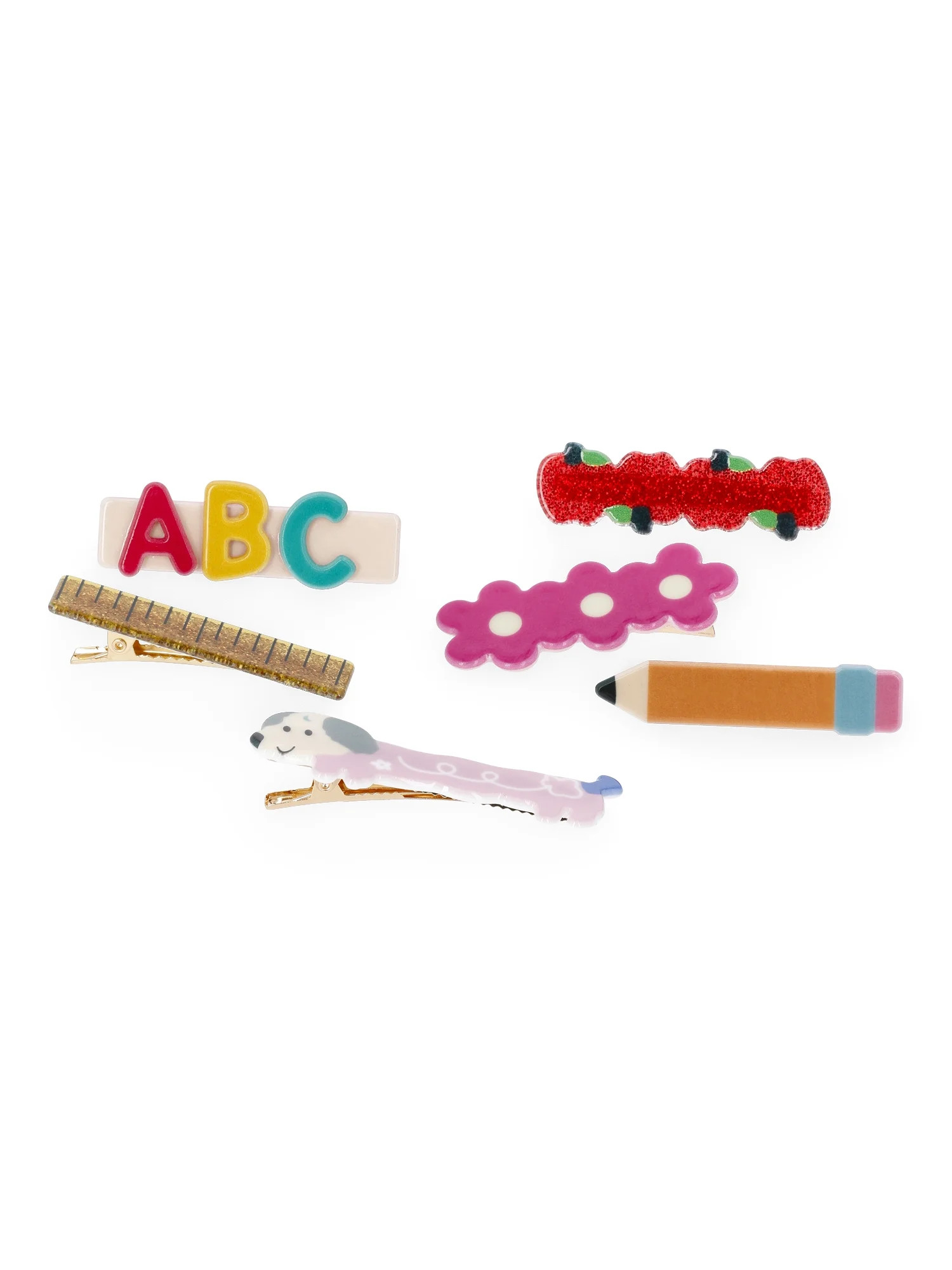 Wonder Nation Girls' Back to School Hair Clip Set, 6-Piece, Multi | Walmart (US)