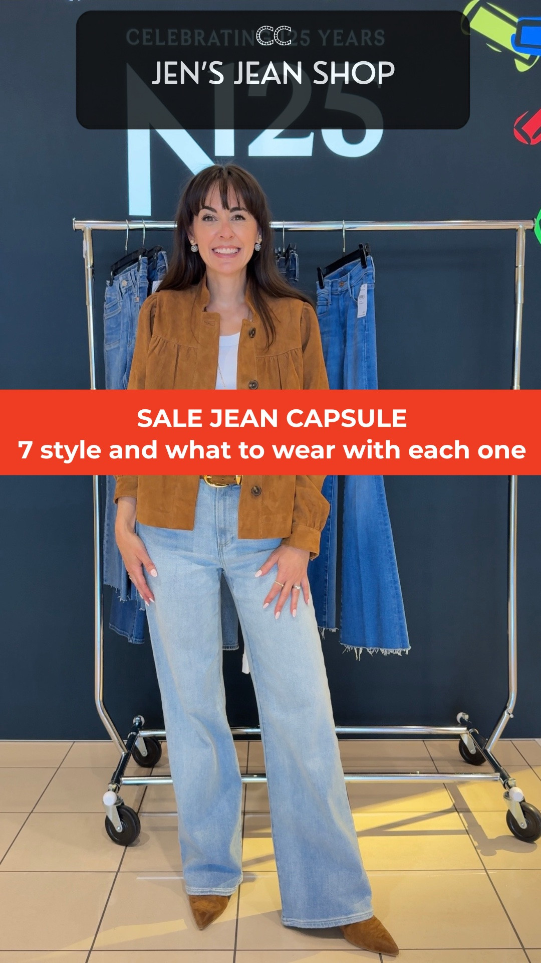 The 7 jeans I narrowed the Anniversary Sale down to, and exactly what to wear with each one.
The worst sale mistake. The right jeans, the wrong everything else.
I reviewed every jean on the sale and narrowed it to seven for my jean capsule. Here's the shoes and tops that make each one look styled.
* Long Dark Wash. Wear with dressier outfits and saturated colors.
* Convertible. Wear with anything you want, rolled with any shoe or long with heels.
* Bootcut. Wear with all your dainty heels and boots.
* Low and Loose. Wear with fitted tops tucked in, or looser tops that meet the top of the low rise.
* Winter White. Wear with icy pastels this summer, denim and cognac all year round.
* Wide Leg Cropped. Wear with any sandal now and your best boots later.
The seventh is in the CC Catalog with the rest of the capsule.


SAVE this post with the links to all six styles so you can move to your cart when you're eligible.

#NSale2026 #NordstromAnniversarySale #ClosetChoreography #ShopWithAStylist