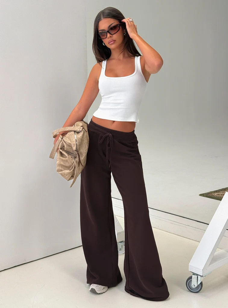 Dodie Wide Leg Pants Washed Brown | Princess Polly US