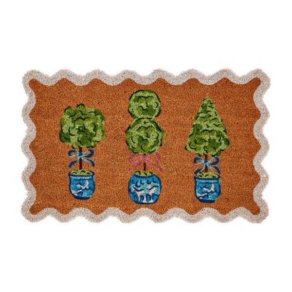 Mud Pie Topiary Doormat in Green | 100% Coir | Mud Pie