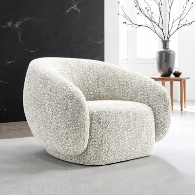 1Pc Swivel Chair Boucle Upholstered 360 Degree Swivel Base Armrest Slope Curved High Density Foam | Wayfair North America