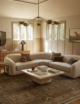 Shaw Corner Sectional Sofa, Brown Basket Boucle | Lulu and Georgia 