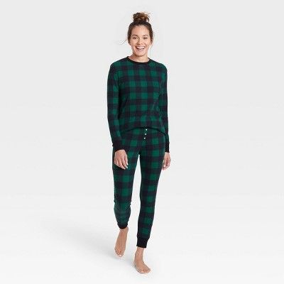 Women&#39;s Plaid Thermal Pajama Set - Stars Above&#8482; Green XS | Target