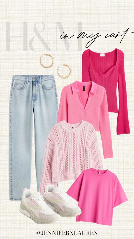 H&M new arrivals. Valentine’s Day outfit. Pink sweater. Knit sweater. 90s jeans. Light wash jeans. Affordable outfits  

#LTKunder50 #LTKstyletip #LTKunder100