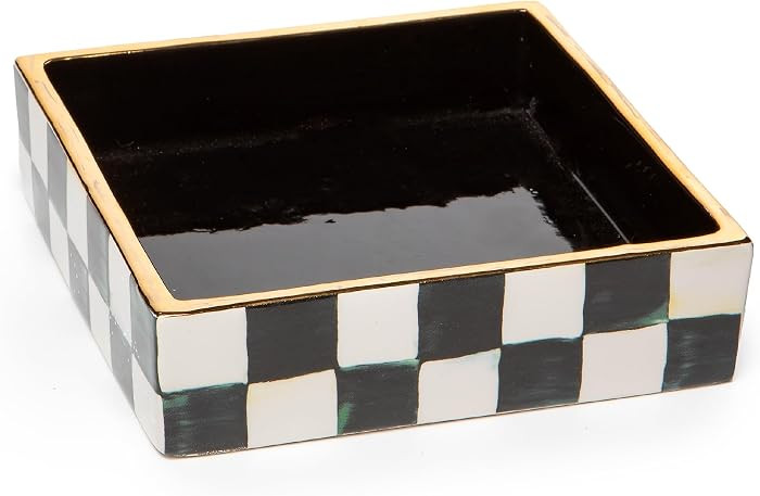 MACKENZIE-CHILDS Cocktail Napkin Holder, Black-and-White Courtly Check | Amazon (US)