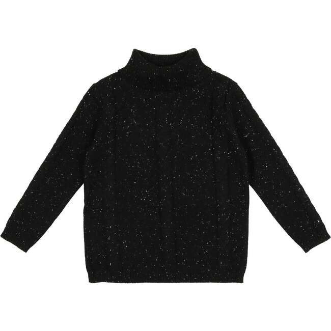 Maniere | Cable Knit Ribbed Turtle Neck Sweater, (Black, Size 3Y) | Maisonette | Maisonette