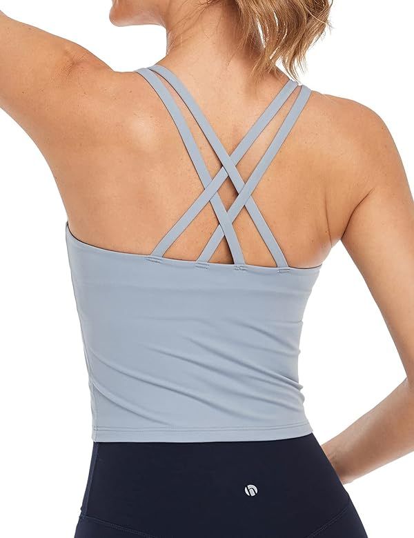 HeyNuts Longline Zeal Bras Medium Impact Wirefree Sports Bras Workout Tank Tops with Removable Pa... | Amazon (US)