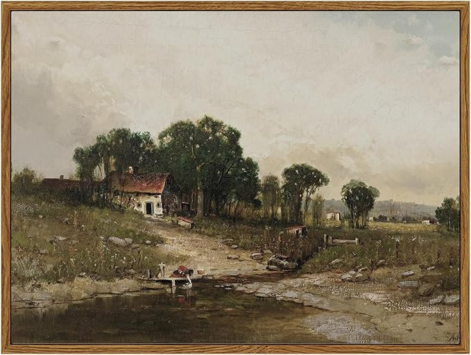 ARPEOTCY Vintage Wall Art, Marsh Farm Cottage Retro Painting, Framed Art Decor Aesthetic, 12x16 I... | Amazon (US)