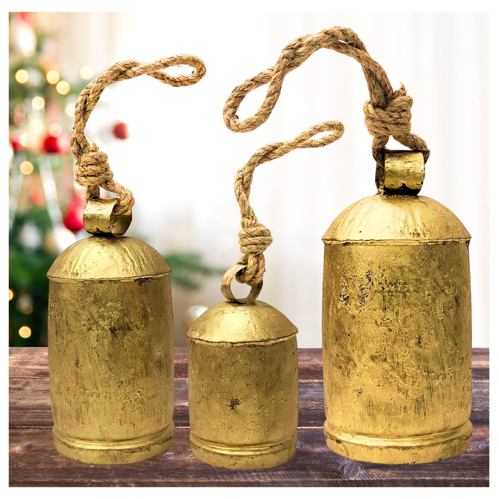 Giant Decorative Cow Bells Set of 3 Huge Christmas Bells for Decoration - XL Vintage Harmony Cowb... | Amazon (US)