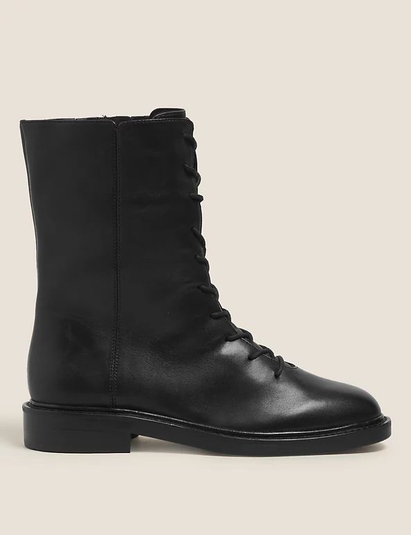 Autograph  Leather Biker Lace Up Boots  Product code: T022831 | Marks & Spencer (UK)