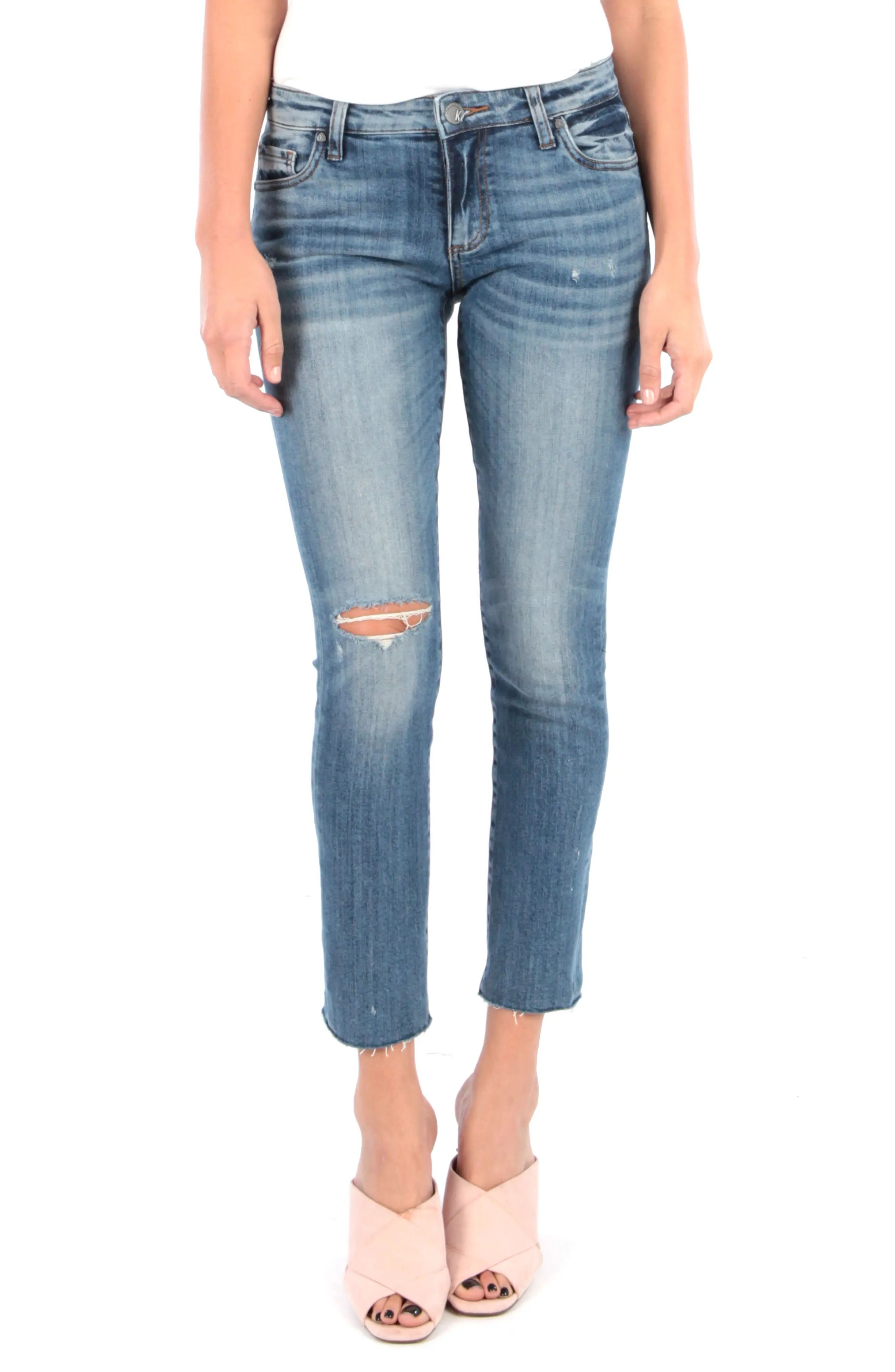 KUT from the Kloth Reese Raw Hem Straight Leg Jeans (Unshakeable) | Nordstrom