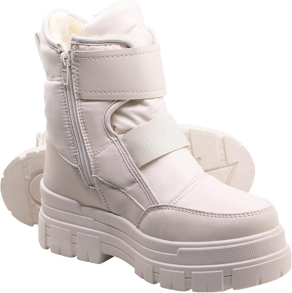 Viapipa Women's Winter Boots Warm Faux Fur Lined Mid Calf Waterproof Platform Ankle Boots Work Bo... | Amazon (US)