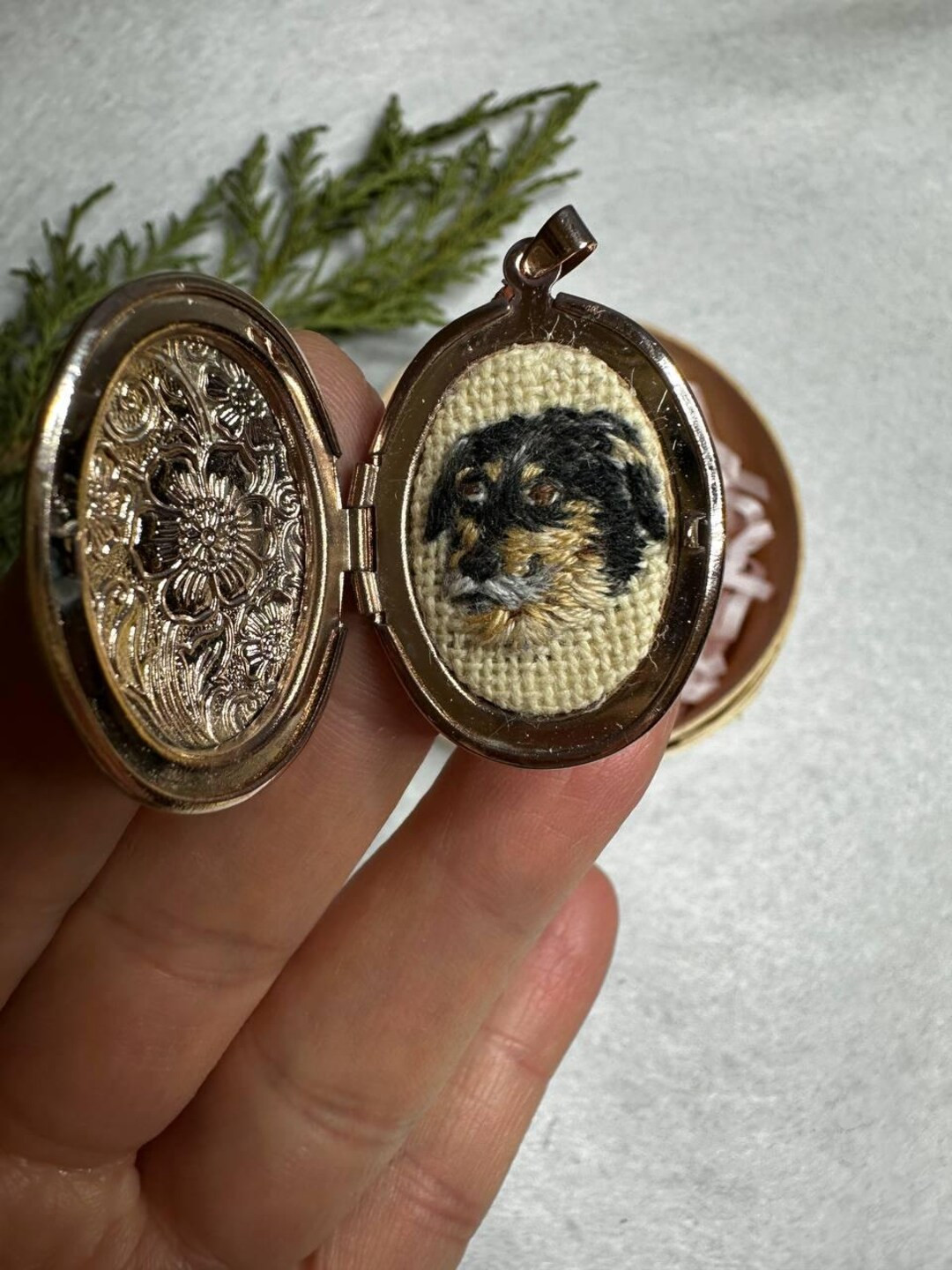 Custom Embroidered Pet Portrait Locket | Rococo Style Stainless Steel Medallion - Etsy | Etsy (US)